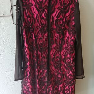 Worthington Black Lace with Pink Underlay Dress